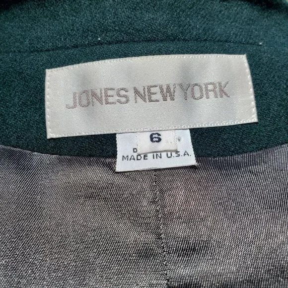 Vintage Jones New York Forest Green Wool Blazer Size 6 - Picture 4 of 10